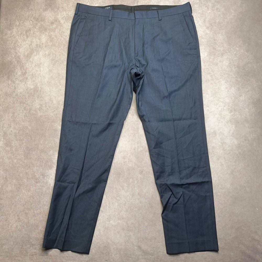 J.Crew Thompson Slim Fit Blue 100% Wool Dress Pants Mens 40*x30 Flat Front READ